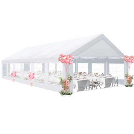 HOTEEL 20'x40' Outdoor Canopy Tent with 8 Removable Sidewalls, Patio Camping Heavy Duty Gazebo Shelter for Party Wedding BBQ Events, Waterproof Shelter, White