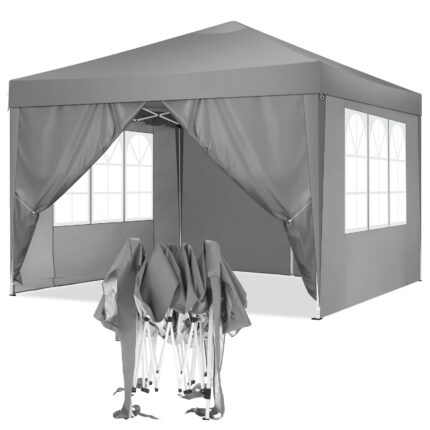 Hoteel 10'x 10' Pop up Canopy Straight Legs Instant Canopy for Outside Party Camping Canopy with 4 Removable Sidewalls